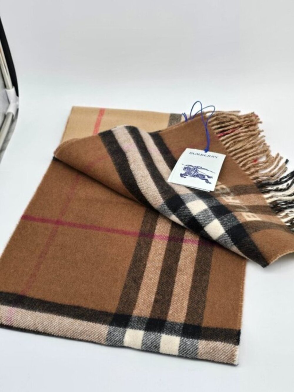NWT Authentic Burberry Brown Vintage Check Logo Scarf Wool - Picture 8 of 12